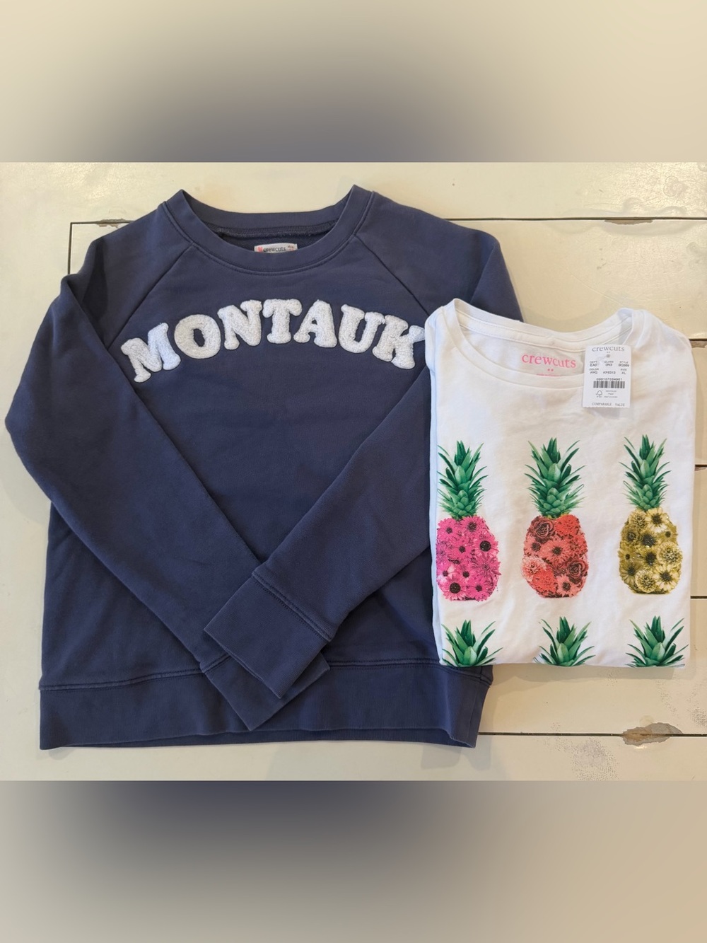 Crewcuts girls Sz 12 MONTAUK sweatshirt Pineapple Tee NWT